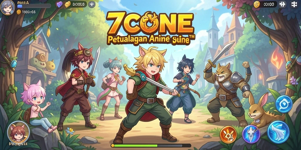 Gameplay seru dalam 7CONE dengan karakter anime yang ikonik.