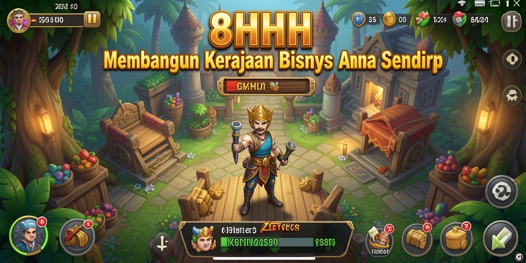 Gameplay seru dalam 8HHH yang menunjukkan berbagai bisnis yang dapat dikelola.