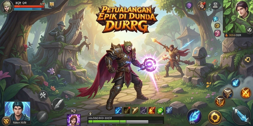 Screenshot gameplay 8QR yang menunjukkan aksi bertarung karakter RPG.