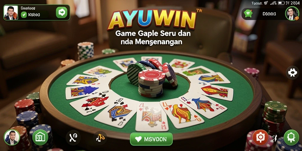 Screenshot game AYUWIN dengan tampilan seru saat bermain Gaple.