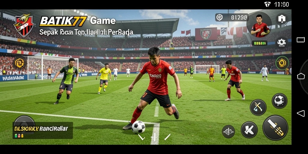 Screenshot gameplay sepak bola yang realistis dan mengasyikkan.