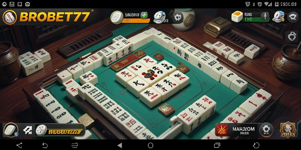 Screenshot gameplay <strong>BROBET77</strong> menampilkan momen strategis saat mencocokkan batu mahjong.