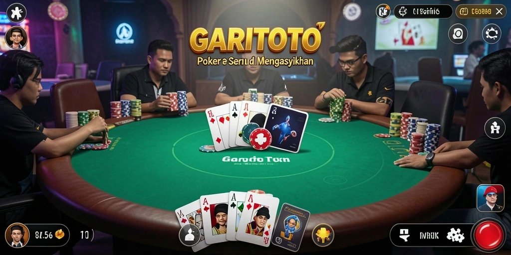 Tampilan gameplay Poker yang menegangkan dan seru di GARITOTO.
