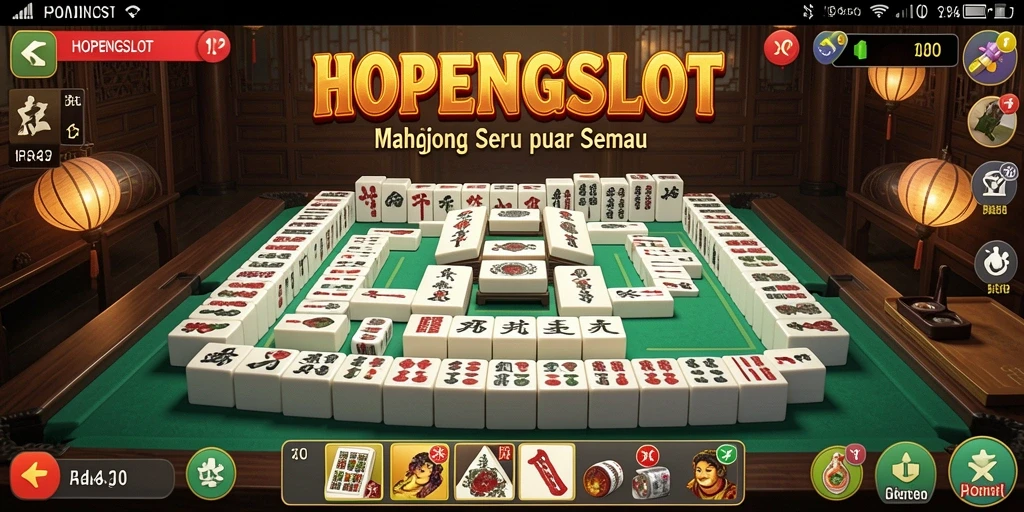 Tampilan gameplay seru dalam HOPENGSLOT, menunjukkan strategi Mahjong.