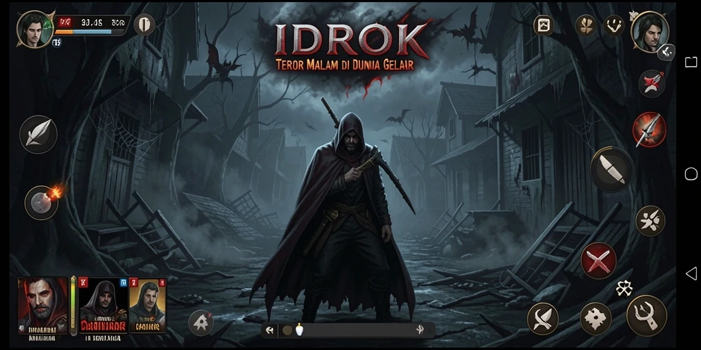 Tampilan gameplay menegangkan IDROK saat karakter berlari dari makhluk menyeramkan.