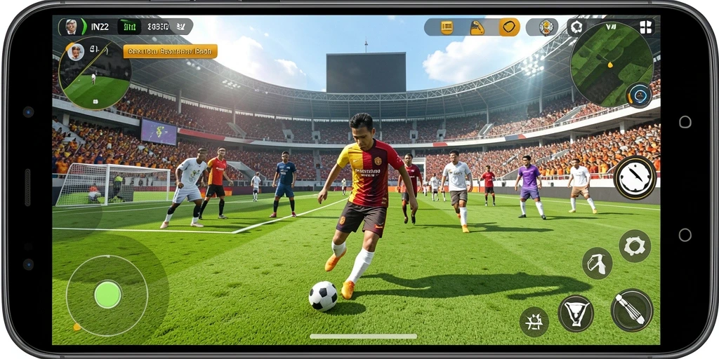 Screenshot gameplay IN22 menampilkan aksi mendebarkan di lapangan.