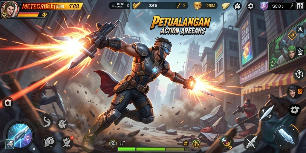 Tangkapan layar gameplay METEORBET88 yang mendebarkan dan penuh aksi.