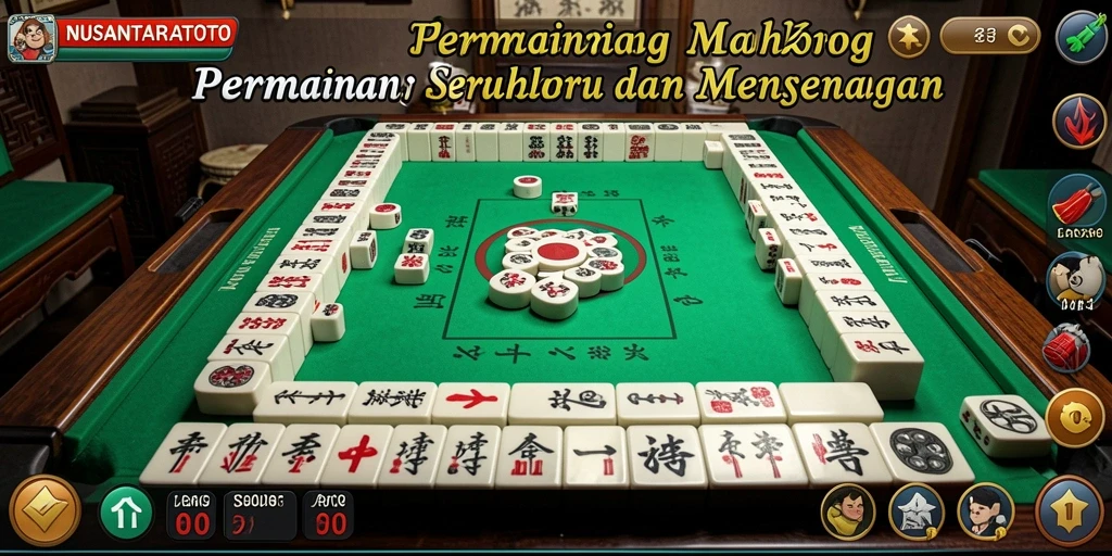 Tampilan gameplay NUSANTARATOTO dengan ubin Mahjong yang berwarna-warni.