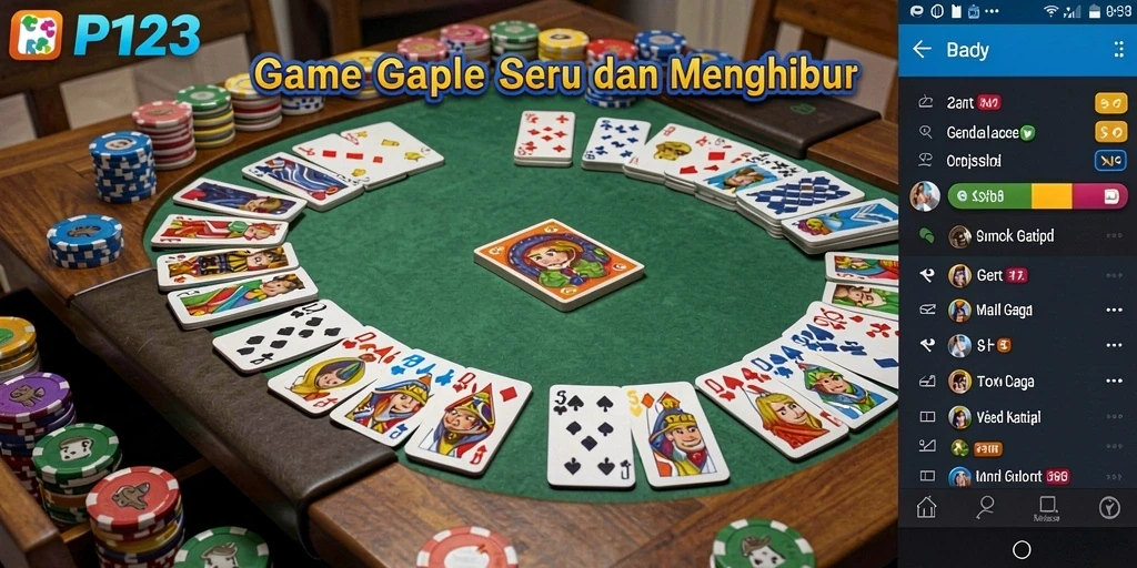 Screenshot gameplay PP123 menampilkan suasana seru permainan Gaple.