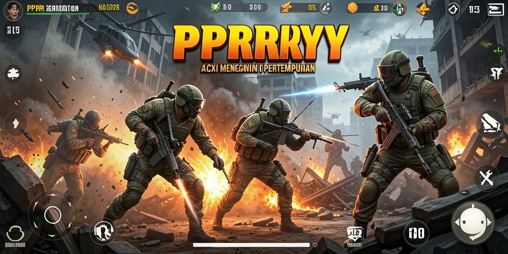 Tampilan gameplay PPRRYY dengan aksi mendebarkan di medan perang.