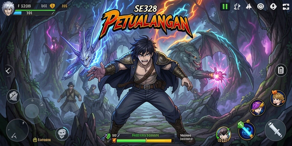Tangkapan layar utama SE328 menampilkan aksi pertarungan yang intens dan karakter Anime yang menarik.
