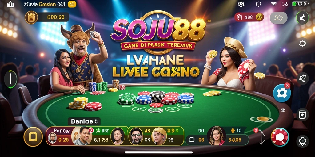 Gameplay seru dan interaktif di SOJU88 dengan dealer langsung.