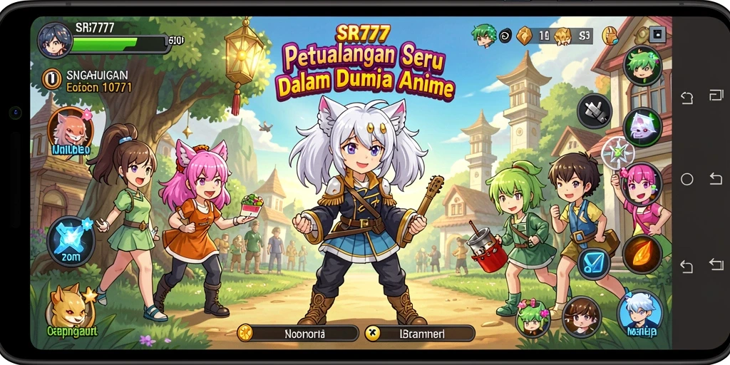 Screenshot gameplay SR777 menampilkan aksi karakter Anime yang mendebarkan.