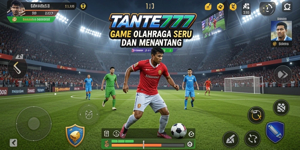Tampilan gameplay seru TANTE777 dengan aksi olahraga yang mendebarkan.