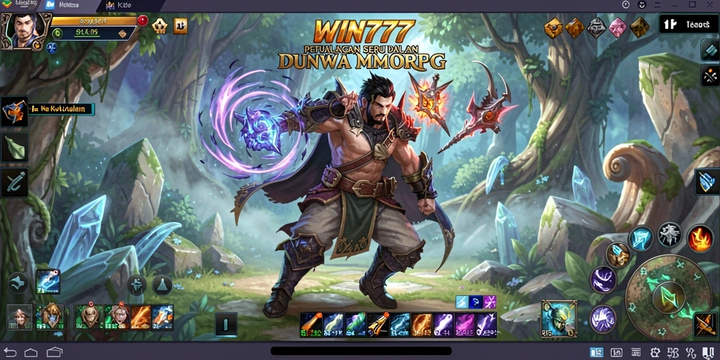 Gambar menunjukkan aksi seru dalam gameplay MMORPG WIN777.