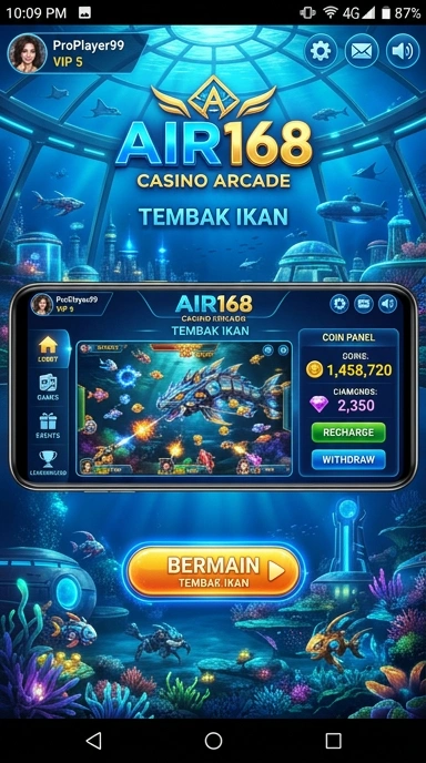 Tampilan antarmuka air168 yang menarik dan mudah dinavigasi.